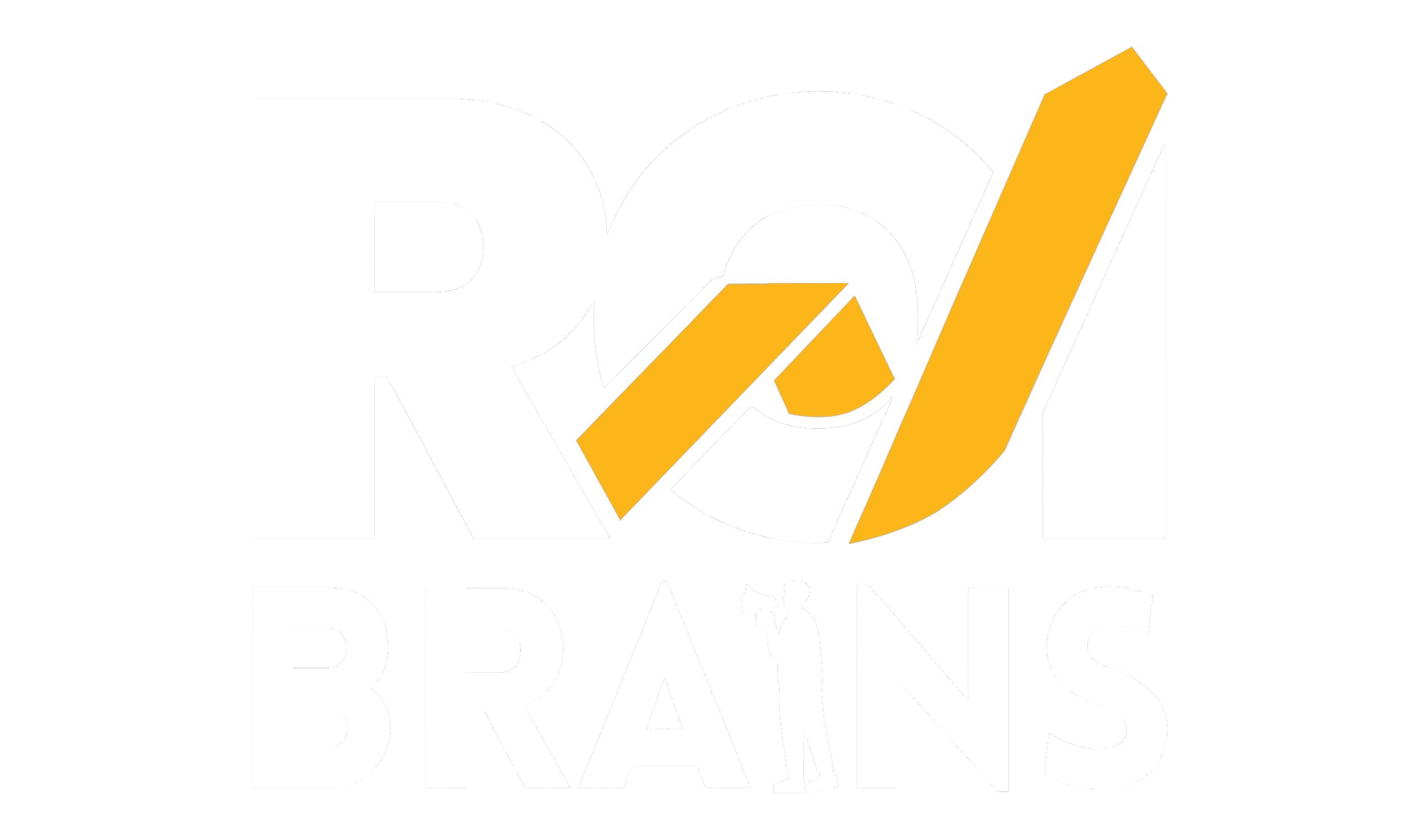 ROI Brains Logo White Yellow